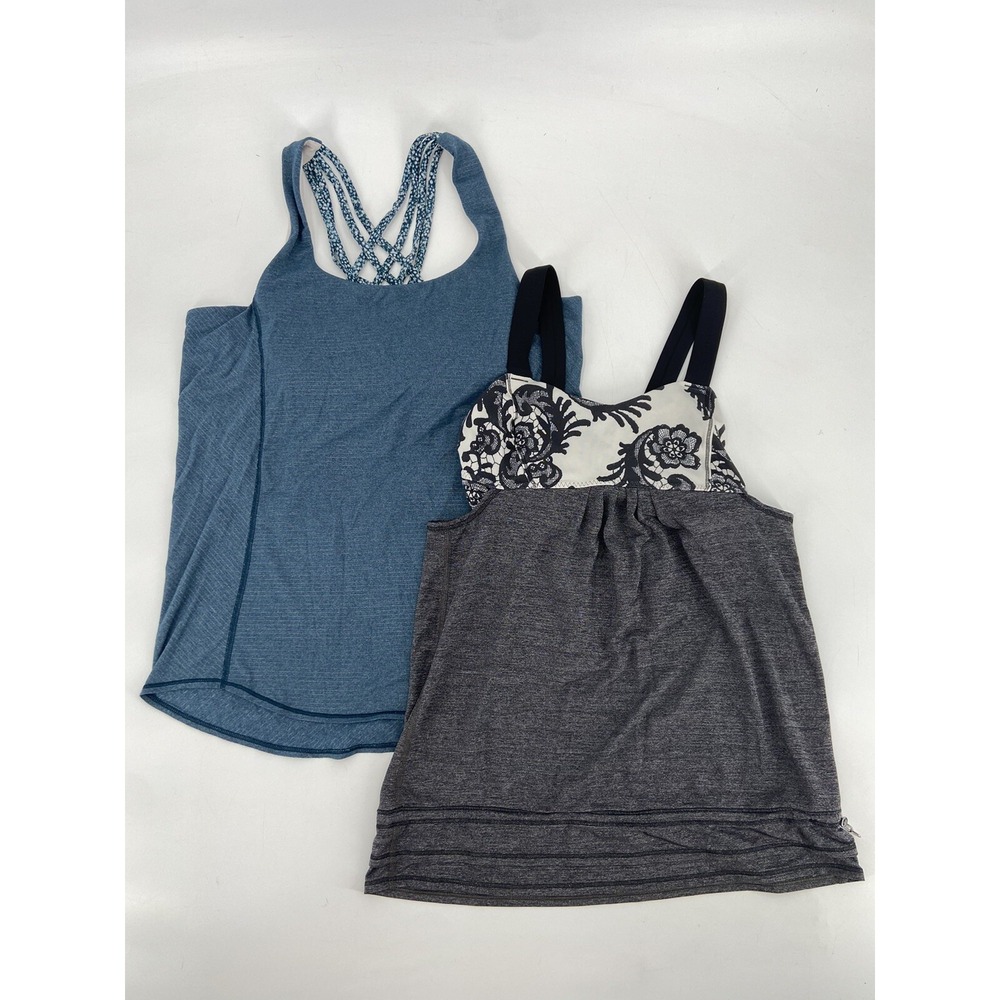 Lot of 2 Lululemon Tank Top Women's Size 4 Gray & Teal Blue